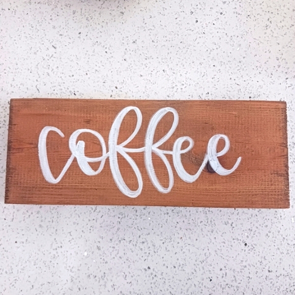 Handpainted "Coffee" Wood Slab Coffee Bar Kitchen Decor - Picture 13 of 13